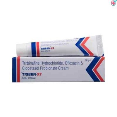 New Triben-XT Skin Cream (Terbinafine (1% w/w) + Ofloxacin (0.75% w/w) + Clobetasol (0.05% w/w)) 10gm 