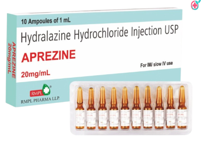 APREZINE Injection (Hydralazine) Used for Treatment of Hypertension (High Blood Pressure) & Heart Failure