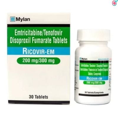 Ricovir EM Tablet (Emtricitabine (200mg) + Tenofovir disoproxil fumarate (300mg))