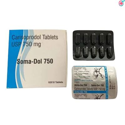 Soma Dol Tablet (Carisoprodol) Used to Relieves muscle spasms, pain, stiffness, and discomfort caused by muscle injuries or strains.