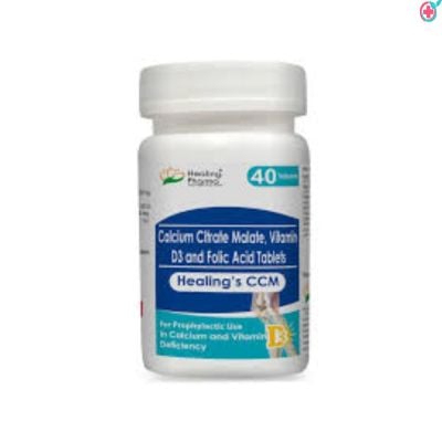 Healing’s CCM Tablet (Calcium Citrate 250mg + Cholecalciferol (Vitamin D3) 100iu + Folic Acid 50mcg)