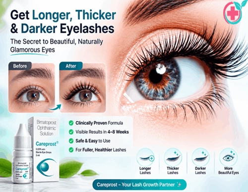 Careprost Eye Drops (With Brush) - Eyelash Serum for Longer, Thicker, and Darker Eyelashes
