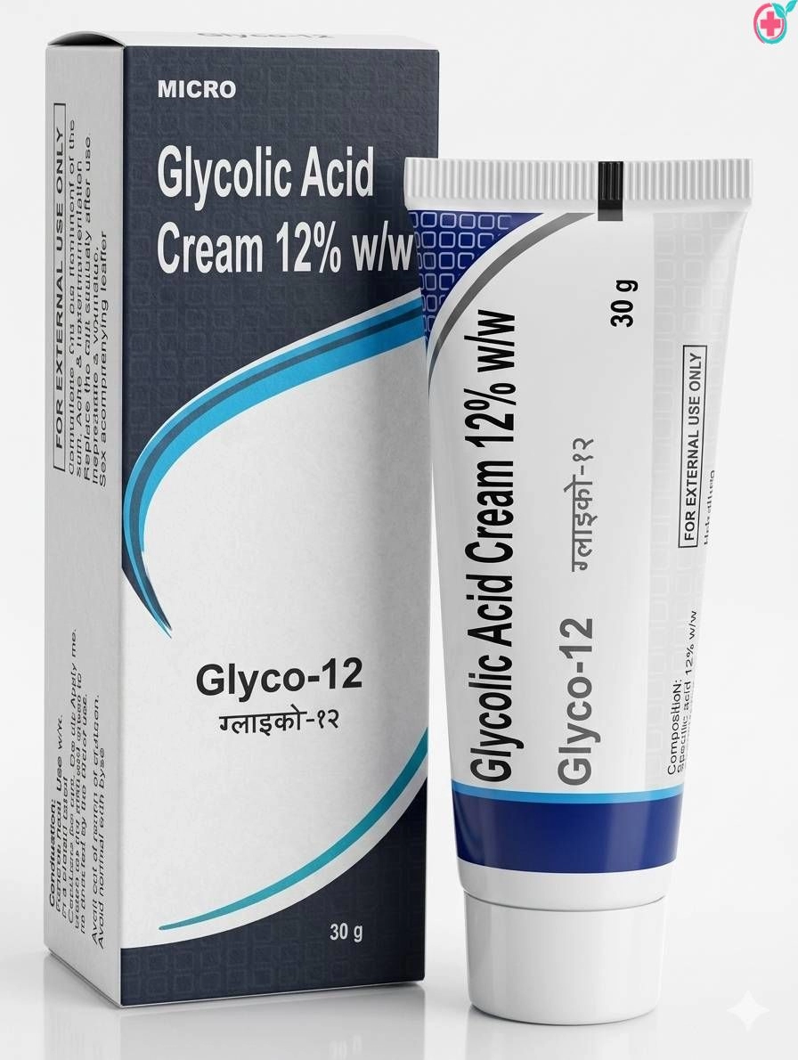 Glyco 12 Cream: Glycolic Acid Cream Used to Exfoliate the Skin, Promote Cell Turnover, and Improve Skin Texture