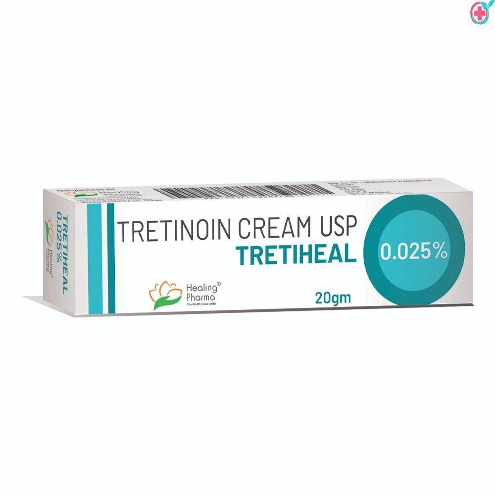 Tretinoin Cream (Tretiheal) 0.025%, 0.05%, 0.1%| Used to Treat Acne and Sun-Damaged Skin